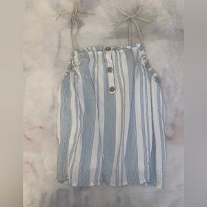 cute beach top with stripes as a pattern 3 buttons and string straps